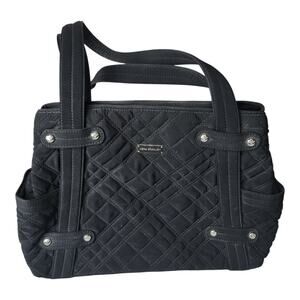 Vera Bradley Purse Black Quilted Shoulder Bag 15" x 10"